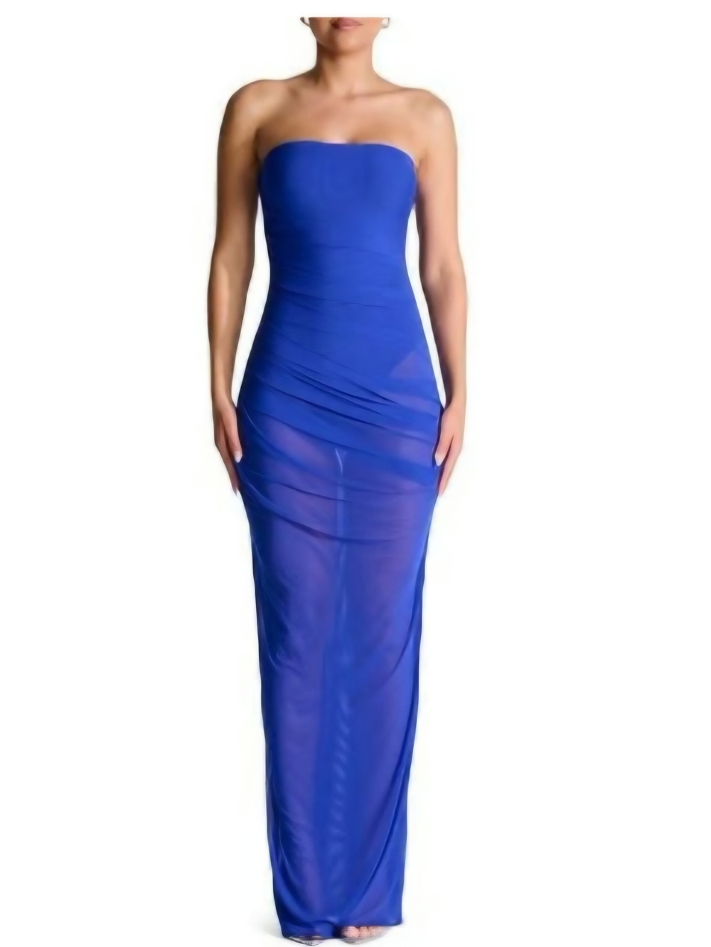 Naked Wardrobe dress Size Large NWT Strapless Shirred Sheer Mesh Body-con Dress